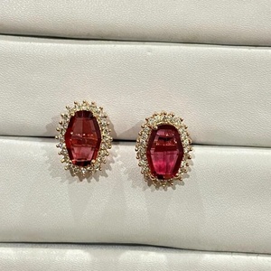 Pendientes de Aro de Cuarzo Rosa y Latón, Chapados en Oro Blanco de 14K, Forma de Bola Vintage, para Fiestas y Uso Diario, a Precio de Fábrica - Product Image 3