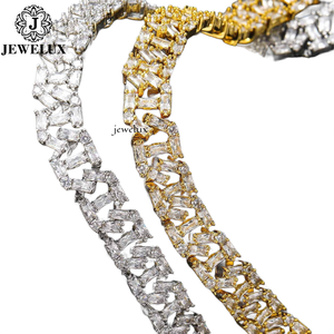 Custom High Quality 925 Silver Moissanite <b>Statement</b> <b>Necklace</b> Baguette Cut Channel Set Rhodium Plated Unisex Luxury Link Chain - Product Image 5