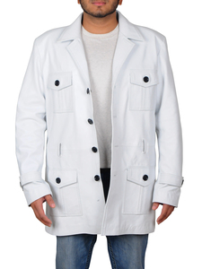 Veste streetwear matelassée en cuir PU enduit pour homme avec col montant, logo frontal, écologique et respirante, pour l'hiver - Product Image 4