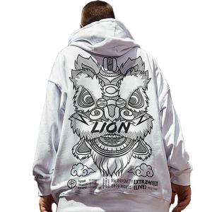 Dancing Lion Graphic Hoodie Sudaderas con capucha cálidas de lana de calidad para hombres Otoño Invierno Hip Hop Pullover Hoodies Tops casuales para hombres - Product Image 1
