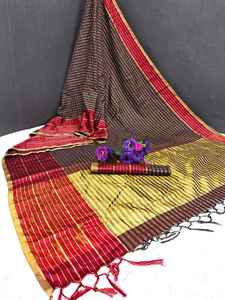LeBeLe Sari Tradicional de Seda Banarasi Pura, con Pallu Rico y Pesado de 5.25 Metros, de Secado Rápido, Protección Solar, para Fiestas y Bodas, Seda India - Product Image 2