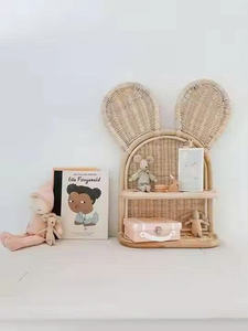 Étagère murale en rotin avec oreilles de souris mignonnes pour chambre d'enfant, étagère flottante en osier tressé à la main en forme d'animal, organisateur de rangement pour jouets - Product Image 3