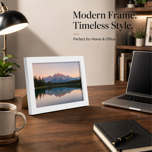 Modern <b>White</b> Wooden Photo <b>Frame</b> | Minimalist Tabletop Picture <b>Frame</b> Decorative Landscape Photo Display for Living Room, Bedroom - Product Image 3