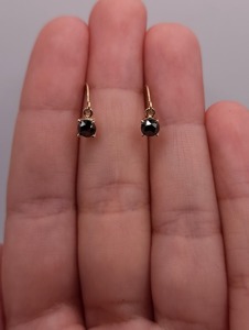 Pendientes Colgantes de Diamante Negro de Corte Brillante Cultivado en Laboratorio de 0.25 Ct y Oro de 14Kt, Joyería Fina Elegante y Minimalista, Regalo para Mujer, Fiesta - Product Image 4