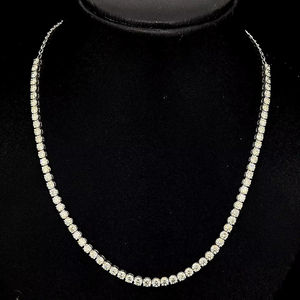 Elegante Collar de Diamantes CVD Cultivados en Laboratorio, Plata 925, Claridad VVS VS, Alto Brillo, Collar Estilo Tenis, Joyería de Lujo, Regalo, Proveedor Indio - Product Image 1