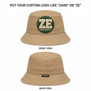 VPremium 280 GSM Cotton Twill Cartoon Pattern <b>Bucket</b> <b>Hat</b> Khaki Color with Custom Embroidered Patch Logo Casual Beach Cycling <b>Hat</b> - Product Image 1
