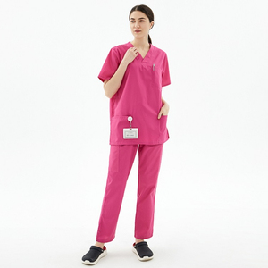 Latest Custom Logo Embroidered Nurse Medical <b>Scrubs</b> <b>Set</b> Fashion Hospital Uniform Cotton <b>Scrub</b> Suit - Product Image 2