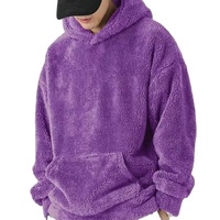 Sweat à capuche pour homme de haute qualité, personnalisable avec logo en relief, confortable, en tissu polaire uni polyester/coton, avec poche pratique