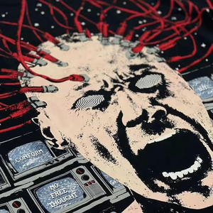 Premium Graphic Oversized T Shirt for Men Women Streetwear Vintage Punk Goth Anime Inspired <b>Abstract</b> Face Print Cotton Casual - Product Image 3