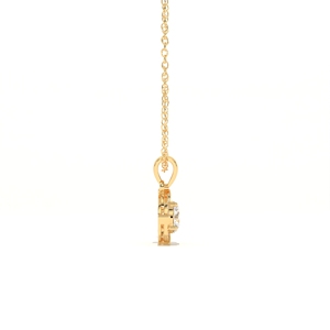 Pendentif Aarinya pour femme en or rose-blanc-jaune 9 carats avec diamant de laboratoire rond brillant et halo pavé en spirale lumineuse - Product Image 6