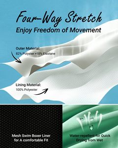 Shorts de bain pour hommes, couleur unie, avec doublure de compression, 2 en 1, respirants, séchage rapide, avec poche zippée - Product Image 6