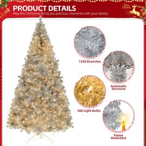 Albero di Natale Artificiale Pre-Illuminato da 2,4 m con 1350 Rami, 500 Luci, Albero di Pino Articolato con Telecomando, Decorazione Natalizia Realistica - Product Image 5