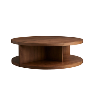 Mesa de Centro Redonda Moderna y Minimalista de Madera de Teca Sólida con Elegante Estante Abierto para Almacenamiento, Mueble Ahorrador de Espacio para Sala de Estar - Product Image 1
