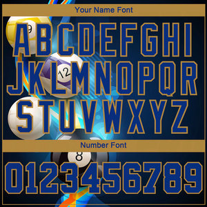 Sudadera con Capucha Deportiva de Billar 3D en Azul Marino, Dorado Antiguo y Dorado, Personalizada y Cosida - Product Image 3