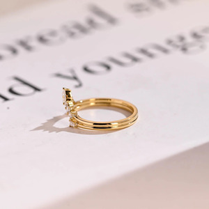 14K Yellow Gold Chevron Lab Grown Diamond Curved Wedding Band <b>Ring</b> - Product Image 1