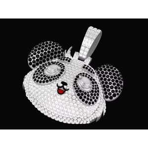 Pendentif Panda en Moissanite, Breloque Animale, Collier en Cristal Couleur Argent, Bijou Cadeau - Product Image 3