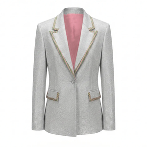 Nouveau Blazer Femme Coupe Slim Anti-Plis Couleur Unie Boutonné Doublé Polyester Coton Formel Bureau Affaires Sororité - Product Image 1