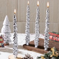 Bougies coniques en forme de sapin de Noël, rouges, vertes, blanches, longues, décoratives, pour la table de Noël, décoration de la maison, vente en gros