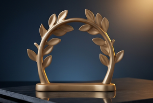 Minimalist <b>Gold</b> Finished Aluminum Olive Wreath Arch Standing Metal Holiday Decor Piece for Tabletop Showcase Interior <b>Ornament</b> - Product Image 4