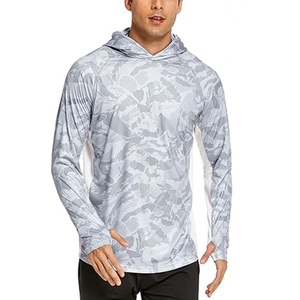 Men's <b>Light</b> <b>Blue</b> Camouflage <b>Long</b> <b>Sleeve</b> Hooded UPF 50 Quick Dry Fishing Shirt Pullover <b>Top</b> - Product Image 1