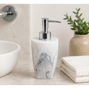 Luxury Natural White Marble Soap Dispenser with Chrome <b>Pump</b> Liquid Lotion Bottle for 5-Star Hotel & Modern Bathroom Decor - Product Image 2