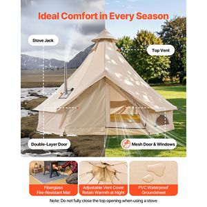 Tenda Oxford Bell 4 Stagioni 9,84 Piedi, Tenda Yurt per Campeggio con Foro per Stufa, Impermeabile e Traspirante, per 3 Persone - Product Image 5