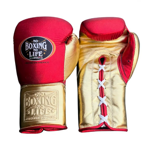 No Boxing No Life Leather Boxing Gloves Pink <b>White</b> <b>Lace</b>-Up 8 Oz Unisex Training Gear - Product Image 6