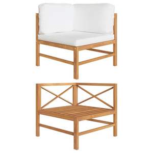 Sofá Esquinero de Durabilidad Media en Color Crema, Muebles de Patio de Madera de Teca Sólida - Product Image 1