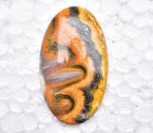 Cabochon en Jaspe Abeille d'Indonésie Naturel de Haute Qualité, Taille 20-40mm, Couleurs Gris Orange, Pierres Précieuses Faites à la Main pour Collier - Product Image 3
