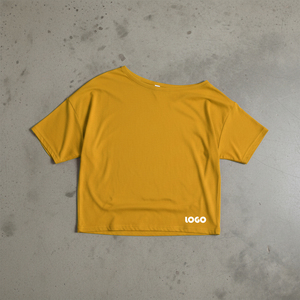 T-shirts à manches longues en coton et polyester brodés sur mesure pour femmes, hauts courts amples et décontractés à épaules dénudées pour femme - Product Image 4