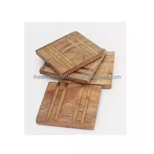 Eco-friendly Classic Style Wooden Coaster <b>Set</b> by ARTISAN CRAFT for Hot Drinks <b>Tea</b> <b>Cups</b> Coffee Mugs - Product Image 3