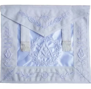 Premium Quality Hand Embroidered Customized Regalia Masonic <b>Apron</b> Master Blue Lodge <b>White</b> Canvas MASONIC REGALIA - Product Image 2