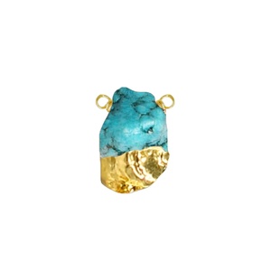 Pendentif breloque en pierre turquoise howlite brute, pierre de naissance, pour la création de colliers DIY - Product Image 1