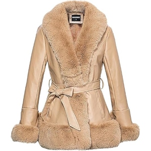 Abrigo Largo de Piel Genuina para Mujer con Forro de Piel de Oveja, Cinturón y Forro de Piel Premium, Abrigo de Invierno, Fabricante Mayorista de Moda Personalizada |   OEM - Product Image 1