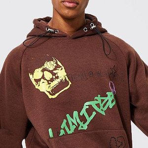 HILTON ENTERPRISES Men's <b>Brown</b> Hooded 100% Cotton Tracksuit Set Skulls Stars Print Winter Streetwear Style Full Length - Product Image 6