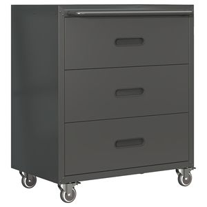 Armoire de rangement métallique robuste à 3 tiroirs avec roulettes, noir/gris, pour la maison, le bureau ou le garage – Solutions d'organisation - Product Image 1