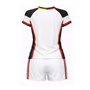 Unisex Adult White Volleyball Uniform Set Sublimation Printed Breathable 100% Polyester Jersey Shorts - Product Image 5