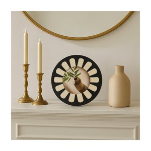 Round Resin and bone inlay photo <b>Frame</b> With MDF Base Luxury Flower <b>Design</b> Handmade <b>Wall</b> Mount Decor Made In India - Product Image 6
