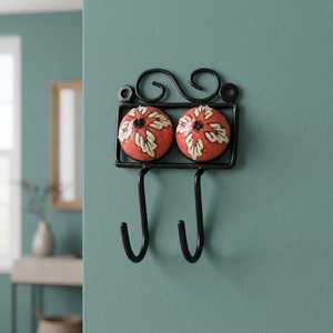 Ganchos de Pared Metálicos Retro con Azulejos de Cerámica, 2 Ganchos, Ecológicos, Impermeables, Autoadhesivos, Multifuncionales para Almacenamiento de Ropa - Product Image 1