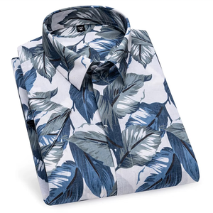 เสื้อฮาวายชาย พิมพ์ลายดอกไม้ แขนสั้น ติดกระดุม เสื้อลำลองสำหรับวันหยุดพักผ่อนริมชายหาด เสื้อฮาวายสำหรับผู้ชาย - Product Image 1