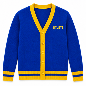 Pulls à col en V de haute qualité très demandés pour les sororités, les fraternités, les écoles, les collèges, les universités, avec logos, cardigans tricotés - Product Image 1