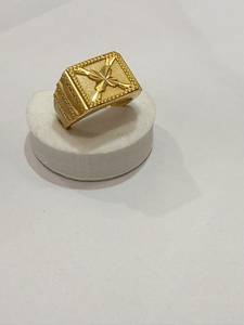 Anillo de Sello Cuadrado Chapado en Oro para Hombre, Diseño Vintage con Corte de Estrella y Patrón de Cuentas, Joyería de Lujo de Moda para Fiesta, Regalo, Venta al por Mayor - Product Image 1