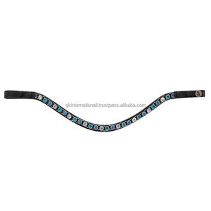 Diadema de Cuero para Caballo con Cristales Personalizados en Forma de Ola, Diseño Exclusivo, Pedrería Brillante, para Brida Inglesa - Product Image 4