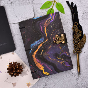 A5 Abstract Marble Handmade Journal | Eco Friendly Hardcover Lock Diary <b>Notebook</b> with Artistic Cover Design Gift Writing <b>Set</b> A5 - Product Image 5
