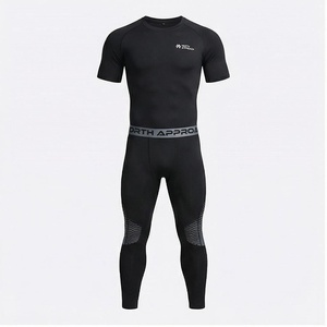 Ensemble de compression 2 pièces North Approach, longueur intégrale, noir, anti-transpiration, respirant, vêtements de sport pour hommes - Product Image 1