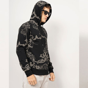 Sudadera con Capucha para Hombre, Estampado Negro, Corte Regular, Tejido de Punto, Ropa Casual de Otoño, Sudaderas con Capucha y Sudaderas de Algodón Jersey para Hombre - Product Image 2