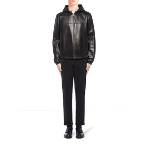 Veste en cuir PU noir pour homme, sans capuche, fermeture éclair, style décontracté, hiver, couleur unie, coupe régulière, imperméable, respirante - Product Image 1