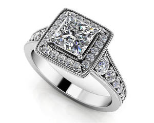 Bague de fiançailles pour femme en or jaune ou blanc 14 carats avec diamant de laboratoire taille princesse de 1,07 carat couleur G, bijou raffiné pour elle - Product Image 1