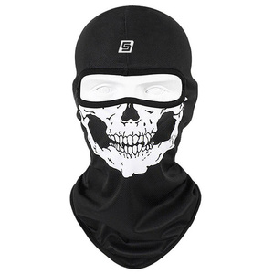 Cagoule noire à imprimé crâne, couvre-visage intégral, unisexe adulte, respirante, imperméable, en polyester, pour activités de plein air - Product Image 1