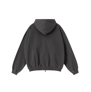 Hoodie gris surdimensionné personnalisé pour l'hiver, éco-responsable, 100% coton French Terry, délavé à l'acide, double fermeture éclair, épais, unisexe - Product Image 2